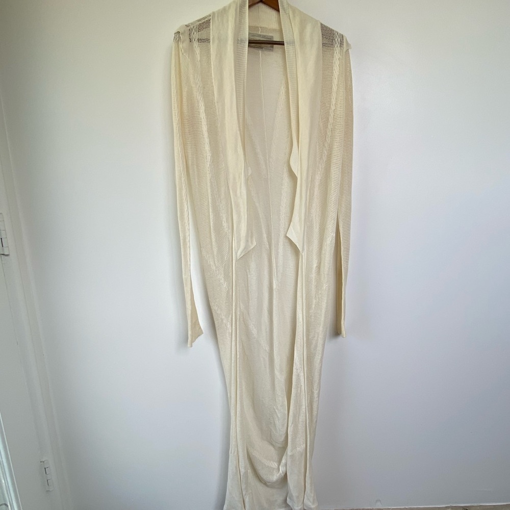 All Saints Cream Knitted Long Cardigan